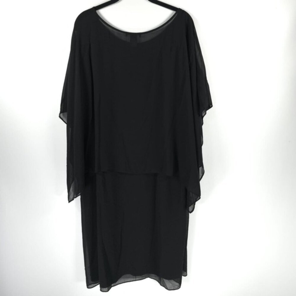 NWT CHELSEA & THEODORE Black Shift Lined Dress Attached Shall 2743086W Size 3X